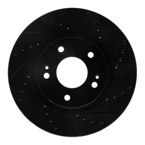 Hyundai Santa Fe Brake Rotor (1) - Front Right - R1 Concepts - Drilled & Slotted - Black - `01-`06